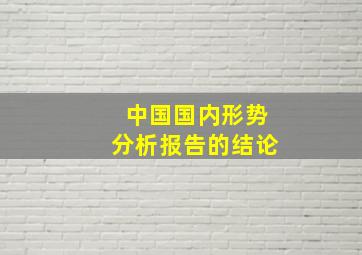 中国国内形势分析报告的结论