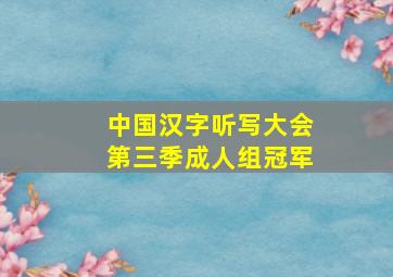 中国汉字听写大会第三季成人组冠军