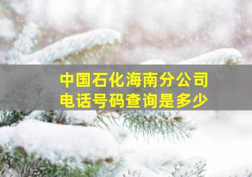 中国石化海南分公司电话号码查询是多少