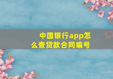 中国银行app怎么查贷款合同编号