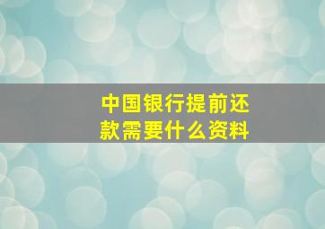 中国银行提前还款需要什么资料