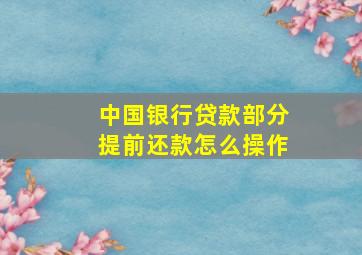 中国银行贷款部分提前还款怎么操作