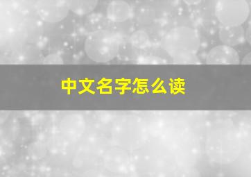 中文名字怎么读