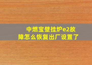 中燃宝壁挂炉e2故障怎么恢复出厂设置了