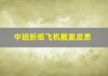 中班折纸飞机教案反思