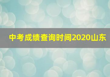 中考成绩查询时间2020山东