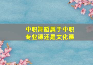 中职舞蹈属于中职专业课还是文化课