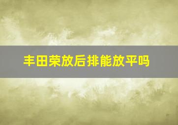 丰田荣放后排能放平吗