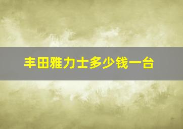 丰田雅力士多少钱一台