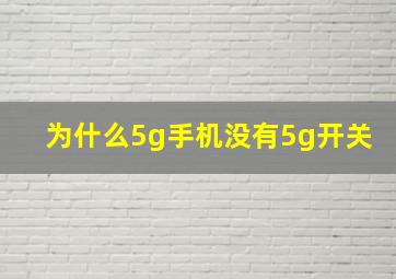 为什么5g手机没有5g开关