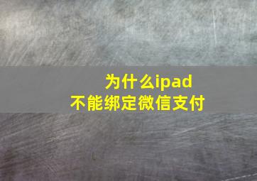 为什么ipad不能绑定微信支付