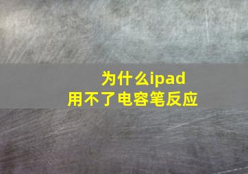 为什么ipad用不了电容笔反应