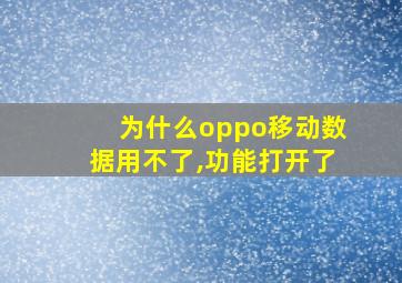 为什么oppo移动数据用不了,功能打开了