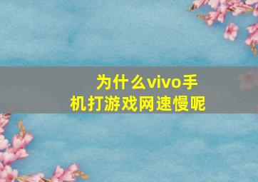 为什么vivo手机打游戏网速慢呢