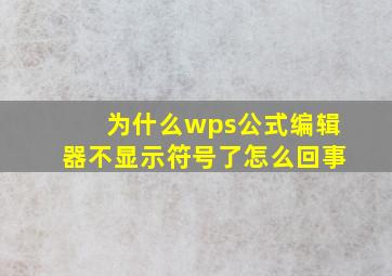 为什么wps公式编辑器不显示符号了怎么回事