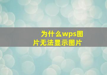 为什么wps图片无法显示图片