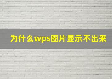 为什么wps图片显示不出来