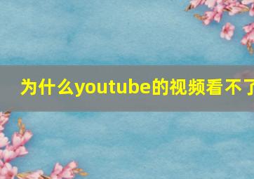 为什么youtube的视频看不了