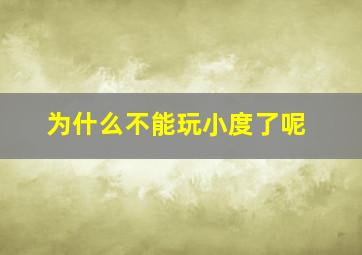 为什么不能玩小度了呢