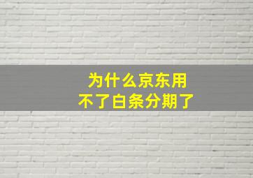 为什么京东用不了白条分期了