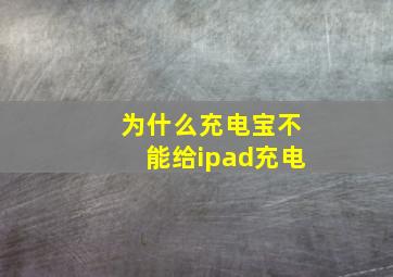 为什么充电宝不能给ipad充电