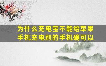 为什么充电宝不能给苹果手机充电别的手机确可以