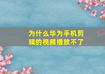 为什么华为手机剪辑的视频播放不了