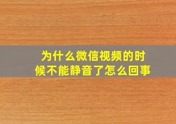 为什么微信视频的时候不能静音了怎么回事