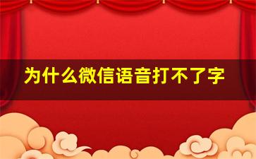 为什么微信语音打不了字