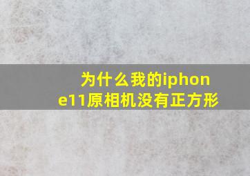 为什么我的iphone11原相机没有正方形