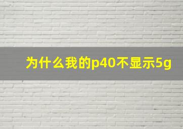 为什么我的p40不显示5g