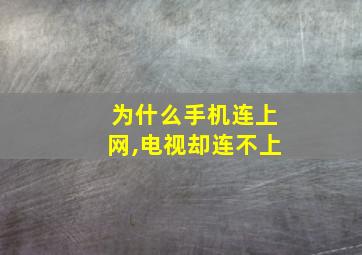 为什么手机连上网,电视却连不上