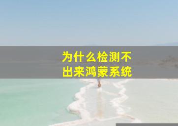 为什么检测不出来鸿蒙系统