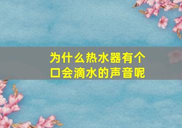 为什么热水器有个口会滴水的声音呢