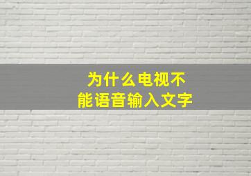 为什么电视不能语音输入文字