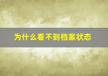 为什么看不到档案状态