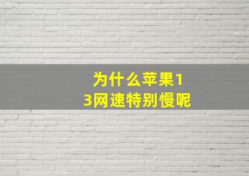 为什么苹果13网速特别慢呢