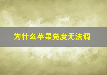 为什么苹果亮度无法调