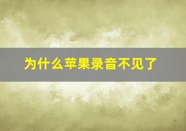 为什么苹果录音不见了