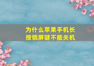 为什么苹果手机长按锁屏键不能关机