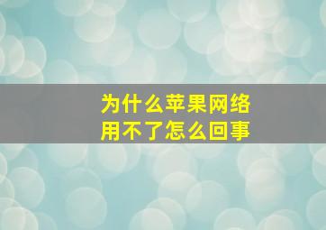 为什么苹果网络用不了怎么回事