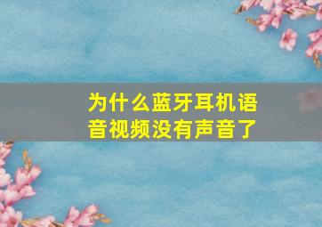 为什么蓝牙耳机语音视频没有声音了