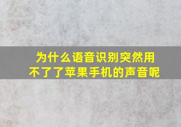 为什么语音识别突然用不了了苹果手机的声音呢