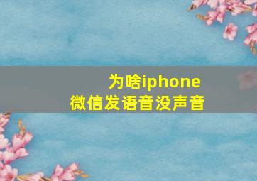 为啥iphone微信发语音没声音