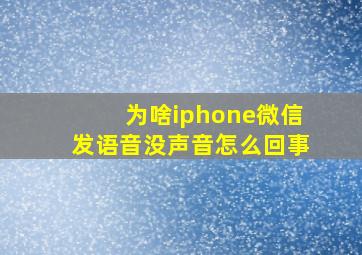 为啥iphone微信发语音没声音怎么回事