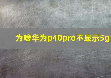 为啥华为p40pro不显示5g