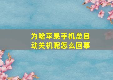 为啥苹果手机总自动关机呢怎么回事