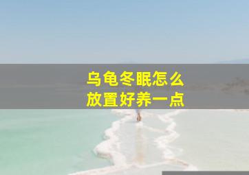 乌龟冬眠怎么放置好养一点