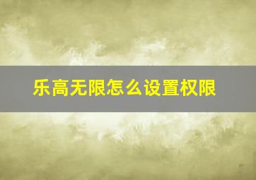 乐高无限怎么设置权限