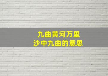 九曲黄河万里沙中九曲的意思